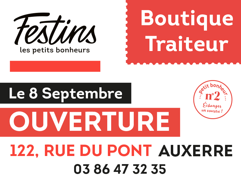 Festins boutique traiteur à Auxerre (89) - ouverture le 8 septembre 2026